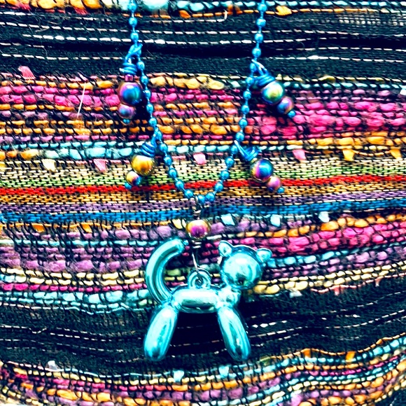 Aqua Blue Toyland Balloon Kitty Cat Necklace - Picture 7 of 7